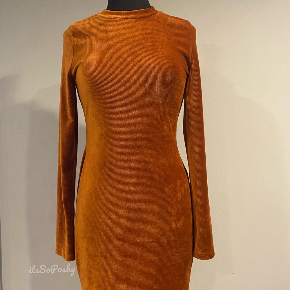 REVAMPED Women’s Orange Corduroy Dress